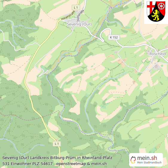 Sevenig (Our) Landkreis Bitburg-Prüm Lageplan © Openstreetmap Contributors Sevenig (Our) Kleines Dorf Lageplan